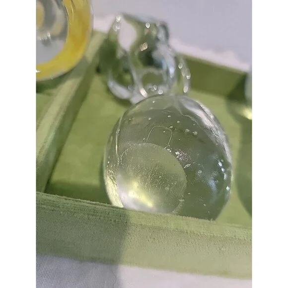 Vintage Clear Glass Animal Figures Paperweight Lot Of 6 MCM Mid Century Retro